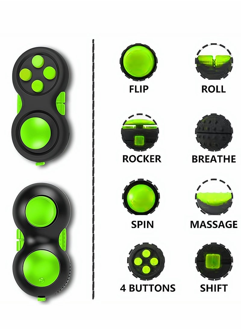KASTWAVE - Fidget Pad Toy for Anxiety and Stress Relief 8 Fidget Features Cube with Silent Button ABS Plastic Fidget Controller Pad Cube for Kids and Adults Green - Image 1