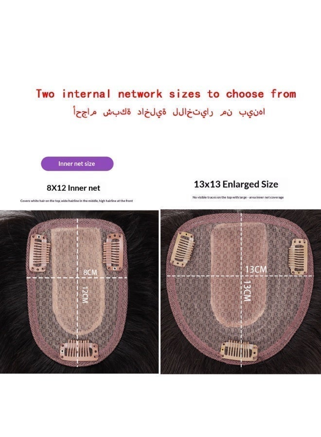 8/12/13 * 13-20 / 25 سم 100 ٪ قطعة الشعر البشري الشعر الأسود Topper تغطية استبدال الشعر الشعر الأبيض التنفس وخفيفة الوزن زيادة حجم الشعر للمرأة - Image 5