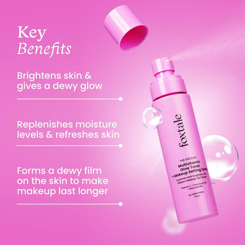 Foxtale Multivitamin Glow Toner  Makeup Setting Spray with Vitamin C  Niacinamide Hydrating Toner for Glowing Skin AlcoholFree For All Skin Types 150 ml - Image 2