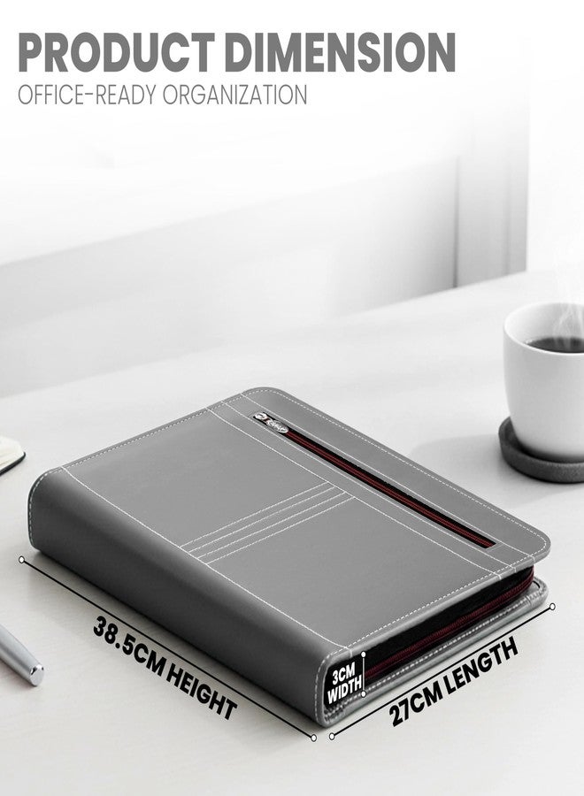 Storite PU Leather Multipurpose 24 File Sleeve A4 Professional Files and Folders, Certificate, Legal Size Documents Holder for Home, Office, School (Ash Grey) - Image 2
