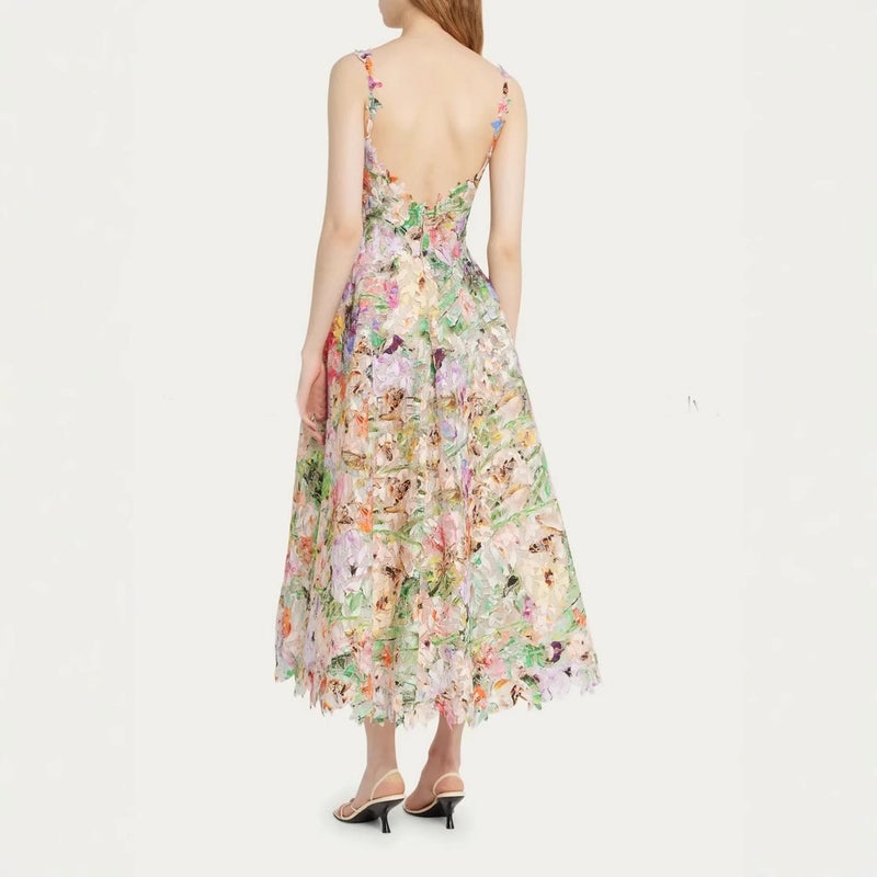 2026 Spring New European Style Sweetheart Floral Lace Cutout Strappy Dress 1910 - Image 4