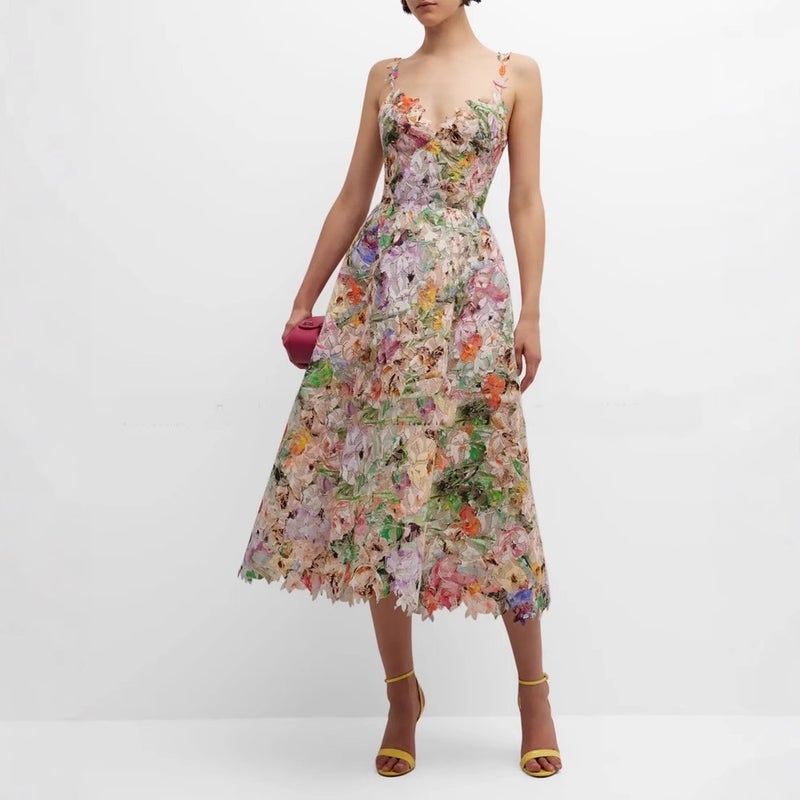 2026 Spring New European Style Sweetheart Floral Lace Cutout Strappy Dress 1910 - Image 2