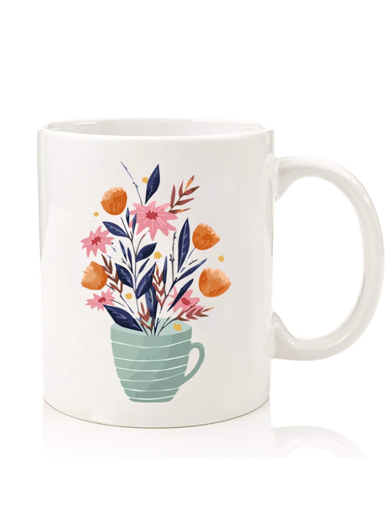 Theodor Premium Quality Two Sided Printed Coffee Mug Tea Cup For Home Office, Kids Men Women Cup of Flower - Image 1