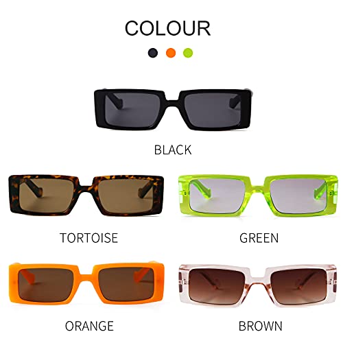 GIFIORE Trendy Rectangle Sunglasses for Women Men Retro Cool 90s Vintage Fashion Narrow Square Frame UV400 Protection (Orange Frame Brown Lense) - Image 5