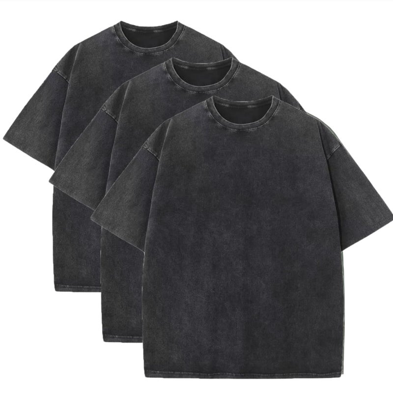 duwqcui 3 Pcs Men's Oversized Heavy Cotton Summer T-Shirts Vintage Tee Loose Fit Short Sleeve Casual Tshirts for Men Women - Image 1