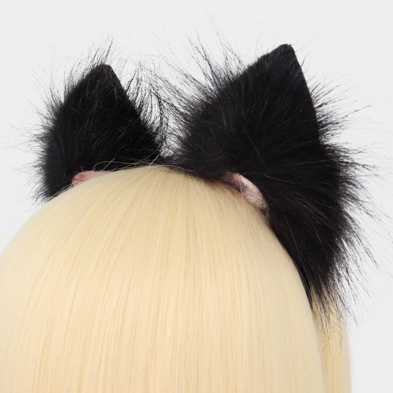 HAOAN Handmade Faux Fur Animal Cat Ears Headband Furry Fox Wolf Hairhoop Headwear Costume Accessory - Image 2