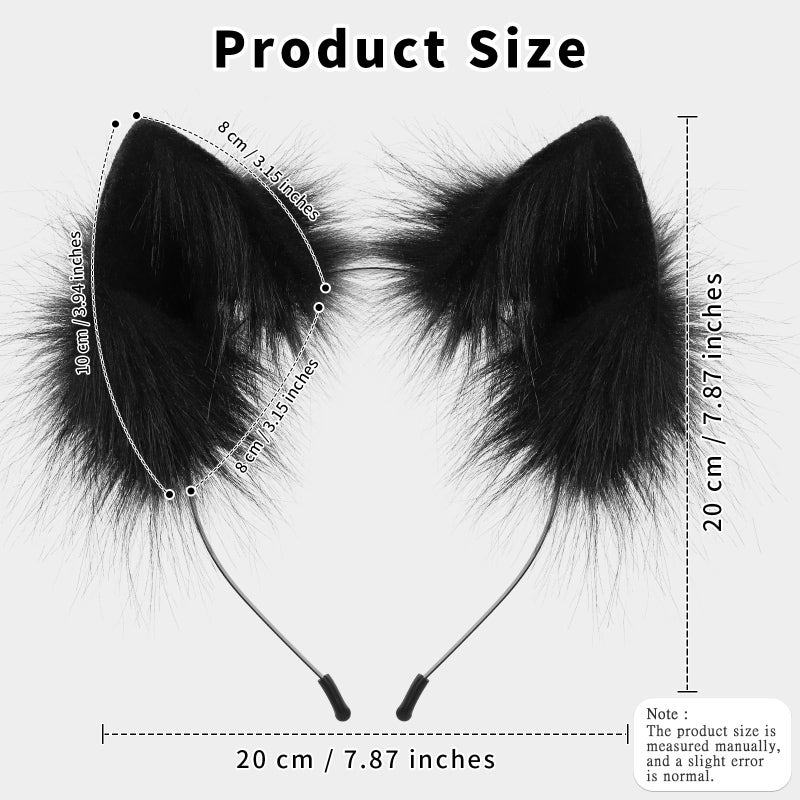 HAOAN Handmade Faux Fur Animal Cat Ears Headband Furry Fox Wolf Hairhoop Headwear Costume Accessory - Image 3