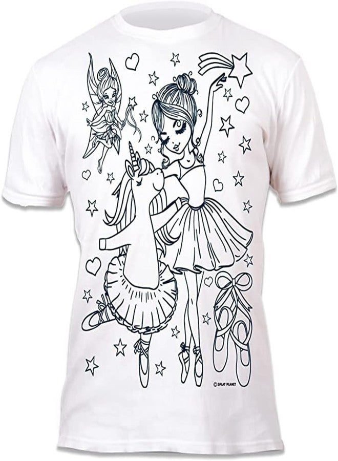Splat Planet Unicorn Ballerina Magic Colouring T-Shirt with 10 Washable Magic Pens - Colour Your T-Shirt, Wash & Recolour (US, Age, 5 Years, 6 Years) - Image 2
