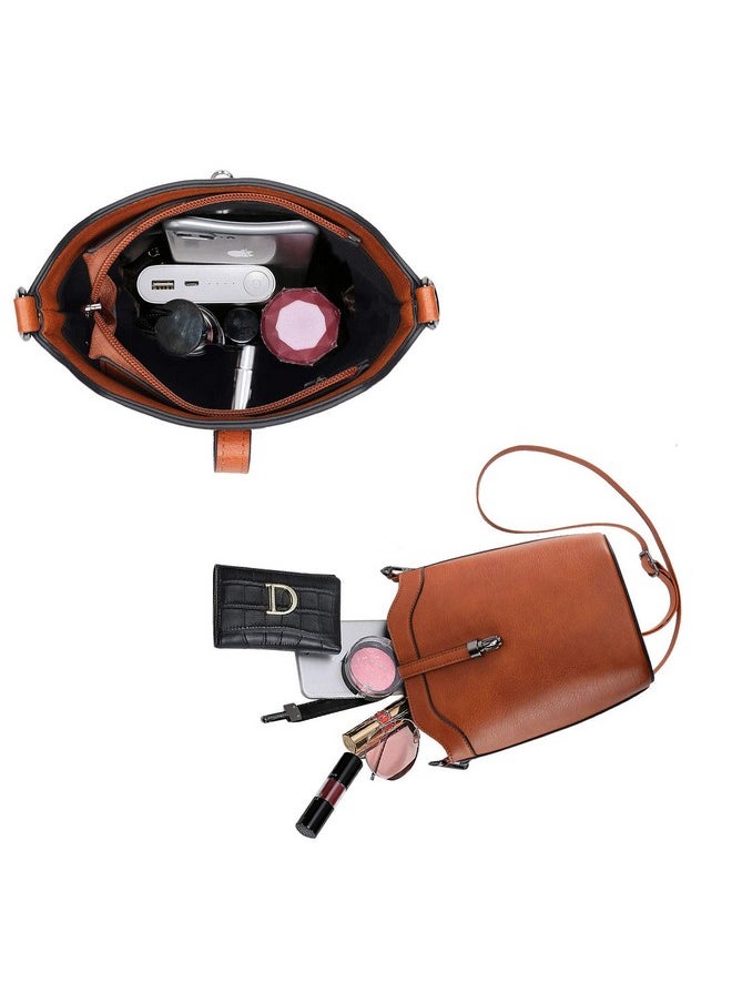 seOSTO - Crossbody Bags For Women Small Leather Bucket Crossbody Bag Womens Vegan Bag Bucket Purses Handbags Shoulder Bags - Image 1