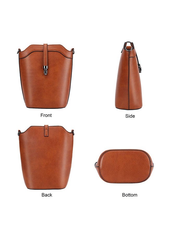 seOSTO - Crossbody Bags For Women Small Leather Bucket Crossbody Bag Womens Vegan Bag Bucket Purses Handbags Shoulder Bags - Image 1