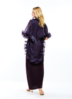 House of Moda Plain Belted Maxi Dress with Detachable Ruffle Shrug by Styli  - Image 1
