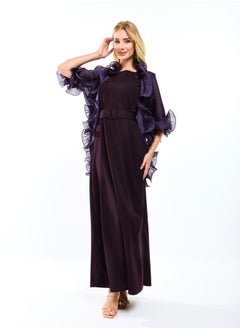 House of Moda Plain Belted Maxi Dress with Detachable Ruffle Shrug by Styli  - Image 5