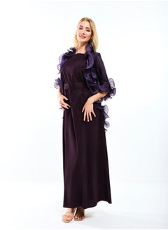 House of Moda Plain Belted Maxi Dress with Detachable Ruffle Shrug by Styli  - Image 3