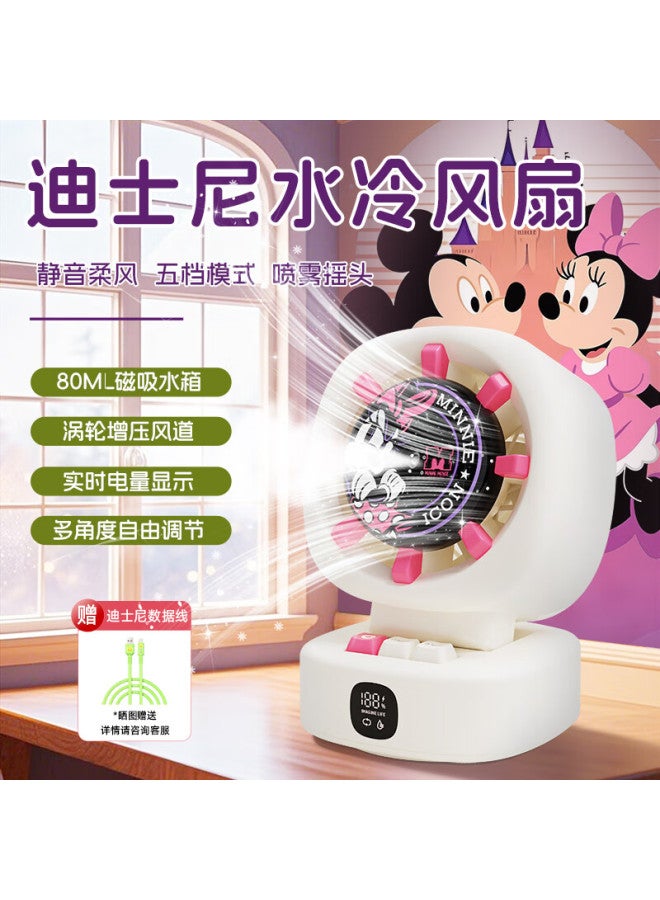 Bigearfox Disney Water-cooled Fan, Mist Humidification, Small Cooling Air Conditioner, Desktop Office Home Use, Usb Rechargeable, Ultra-quiet, Student Dormitory Cooling Device, Minnie - Image 1
