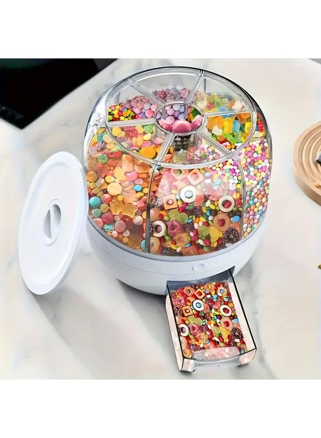 1pc Rotating Candy Dispenser Cream Large Capacity Multi Compartment Storage Box Transparent Design for Mini Snacks and Small Food Items Easy To Use Pet Cat Food Organizer Perfect For Home Kitchen Organization Durable Plastic Candy Storage - Image 5