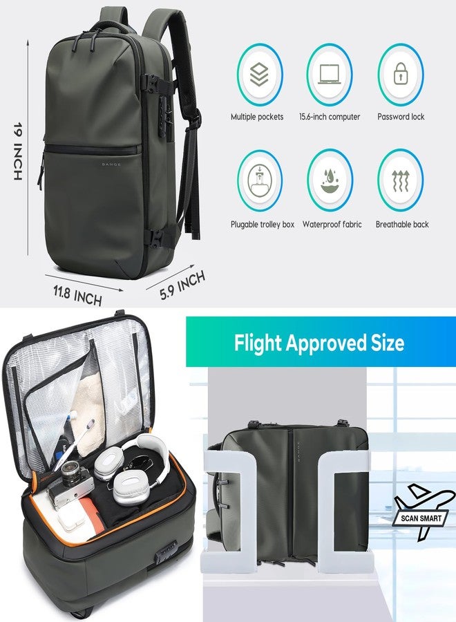 BANGE Sleek Fashion Backpack Combines Anti-Theft Security with Lightweight Comfort for Trendy Travelers, Military Green, Medium, Casual - Image 4