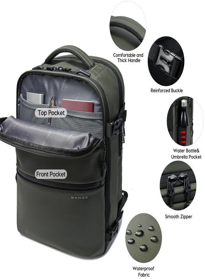BANGE Sleek Fashion Backpack Combines Anti-Theft Security with Lightweight Comfort for Trendy Travelers, Military Green, Medium, Casual - Image 2
