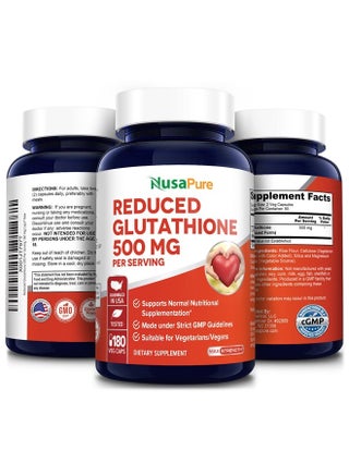 NusaPure Reduced Glutathione 500mg 180 Veggie Capsules (Vegan,Non-GMO & Gluten-Free) L-Glutathione | Best Price KSA