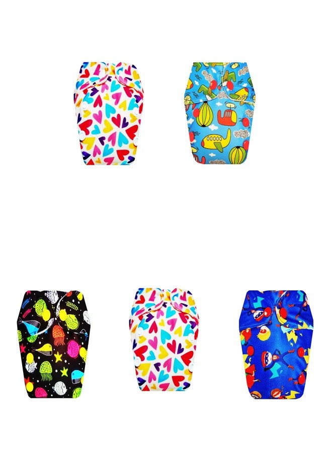 Dumbledo Premium Newborn Cloth Diaper with Integrated Soaker (Pack of 5) | Snug Fit | 6-Layer Absorbent Pad | Adjustable Snaps | All-Day Wear | 0 - 4 Months | Unisex Baby - Image 1