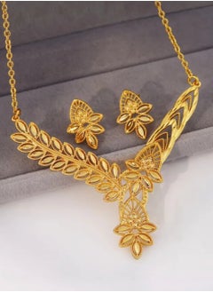 GOLDMAX 21k Gold Plated Necklace & Earrings Jewelry Set For Women  - Image 1