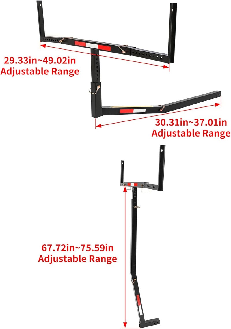 ECOTRIC Truck Bed Extender Pickup Truck Bed Hitch Mount Extension Rack SUV Lumber Ladder Canoe Boat Kayak Long Pipes w/Flag 750lbs Capacity - Image 2