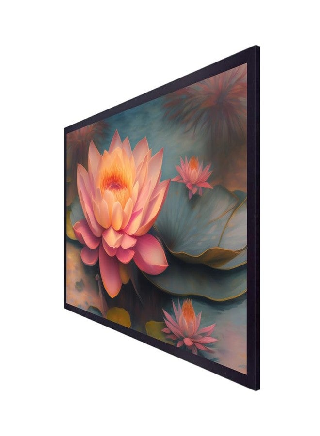 DEKORSTATION Pink Lotus Flower Floating Frame Canvas Wall Painting for Home and Office Decor (18 Inch L x 12 Inch H) - Image 3