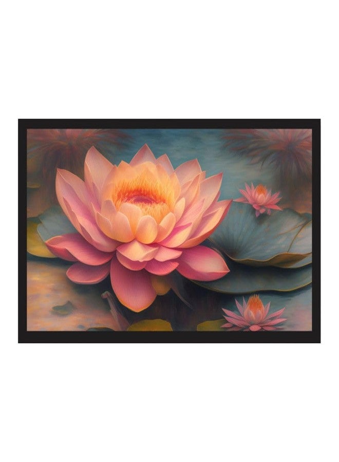 DEKORSTATION Pink Lotus Flower Floating Frame Canvas Wall Painting for Home and Office Decor (18 Inch L x 12 Inch H) - Image 2