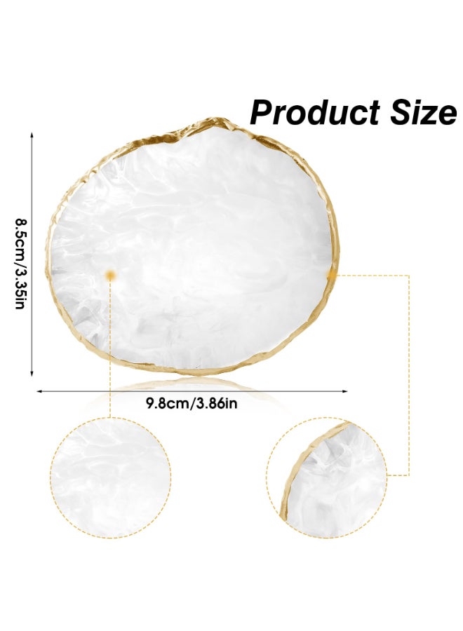 Wanmu 2Pcs Resin Nail Art Palette Nail Polish Palette for Gel Nail Art Gold Edge Nail Art Painting Mixed Color Plate Nail Holder Nail Art Display Board - Image 4
