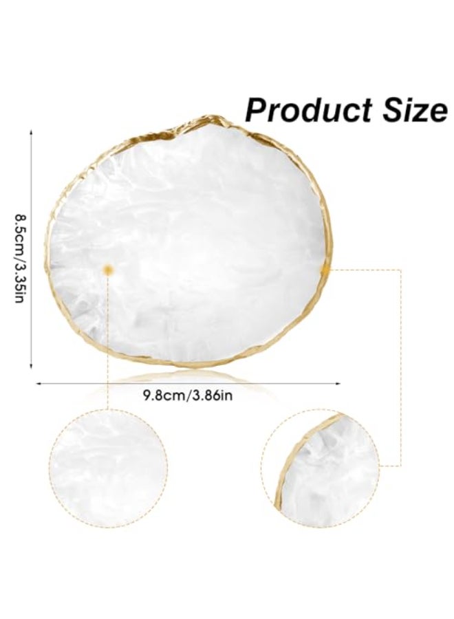 Wanmu 2Pcs Resin Nail Art Palette Nail Polish Palette for Gel Nail Art Gold Edge Nail Art Painting Mixed Color Plate Nail Holder Nail Art Display Board - Image 3