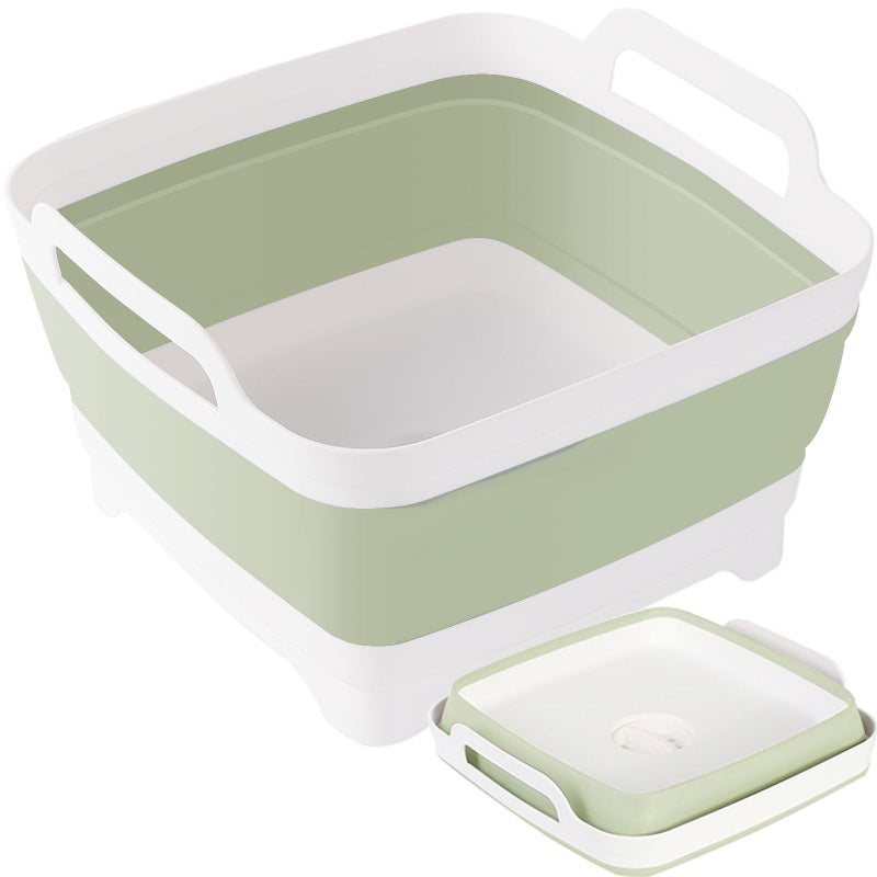 Collapsible Dish Tub 9LCollapsible Basin Bucket Portable SinkOutdoor Multiuse Foldable Sink Tub Wash Dish Basin for Kitchen Basin RV Camping Green