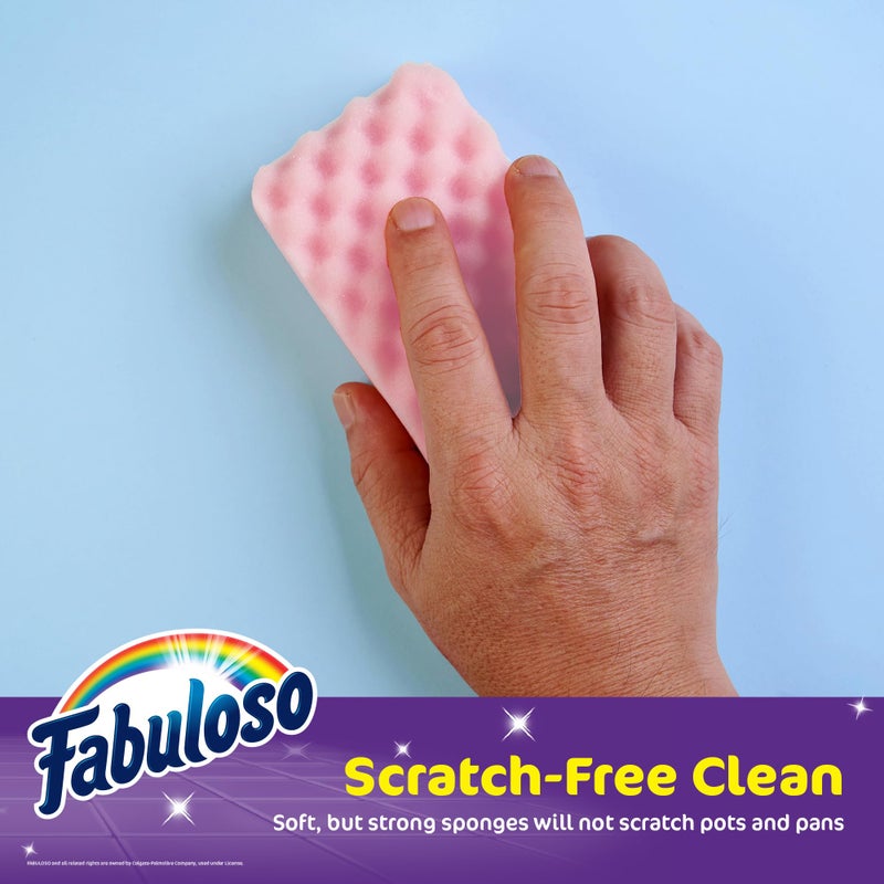 Fabuloso Sponges, Rainbow - Scratch-Free Scrubber for Dishes and Surfaces - Dishwashing Sponge for Bold and Bright Cleaning Experience, 4 Count - Image 4