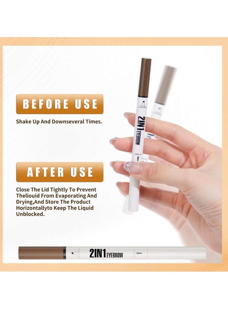 HelloKiss 2-in-1 Eyebrow Pencil with Gel Brown Dual-Ended Microblading Eyebrow Pen 3D Waterproof Magic Eyebrow Pencil 4 Tip & Eyebrow Brush Makeup Long-Lasting Eyebrow Pen No.02 - Image 4