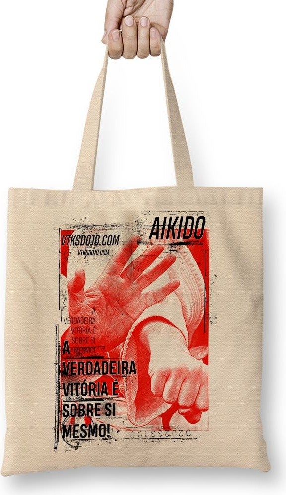 Baskı Dükkanı Print Shop Aikido Poster Cloth Bag Long Handle