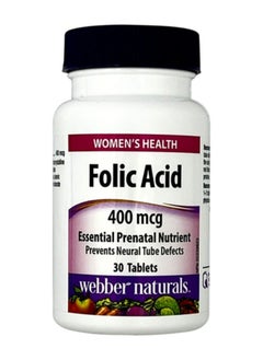 WEBBER NATURALS  FOLIC ACID 0.4MG TABLETS 30'S