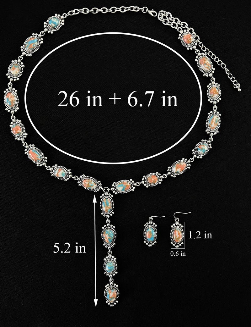 TOPACC Turquoise Necklace and Earring Western Jewelry Set Cowgirl Accessories for Women Boho Indian Jewelry for Country Concert Outfit - Image 5