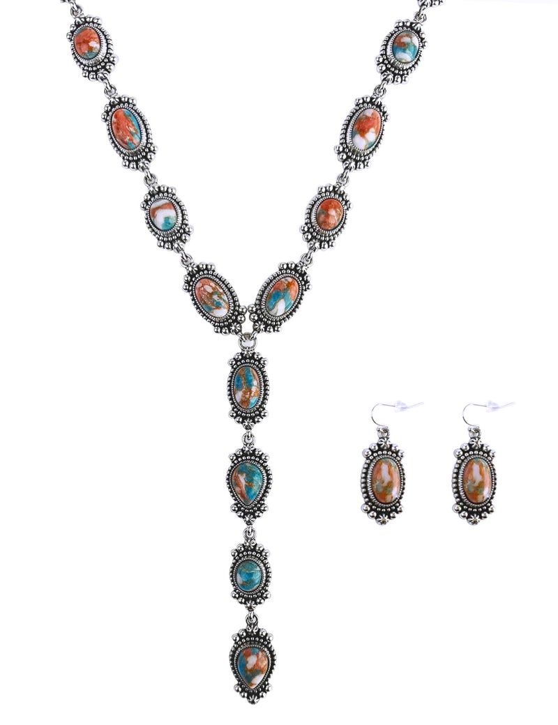 TOPACC Turquoise Necklace and Earring Western Jewelry Set Cowgirl Accessories for Women Boho Indian Jewelry for Country Concert Outfit - Image 1