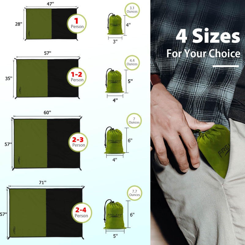 Frelaxy Pocket Picnic Blanket, Waterproof Sandproof Beach Mat, Compact Camping Tarp for Festivals, Hiking, Travel, Outdoor Recreation - Image 2