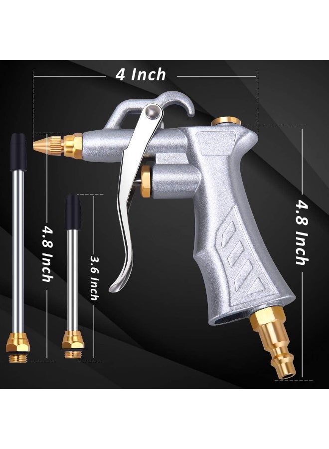 JASTIND Industrial Air Blow Gun with Brass Adjustable Air Flow Nozzle and 2 Steel Air flow Extension, Pneumatic Air Compressor Accessory Tool Dust Cleaning Air Blower Gun - Image 2
