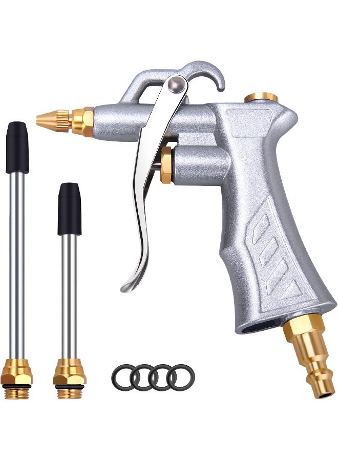 JASTIND Industrial Air Blow Gun with Brass Adjustable Air Flow Nozzle and 2 Steel Air flow Extension, Pneumatic Air Compressor Accessory Tool Dust Cleaning Air Blower Gun - Image 1