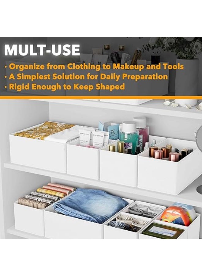 DUNISO 12 Pcs Clothes Drawer Organisers，Foldable Underwear Drawer Organizer and Closet Dividers，Storage Dresser Drawer Dividers，for Clothes, Socks, Bras, Underwear, Towels, Leggings, Jeans and Sweaters，White - Image 5