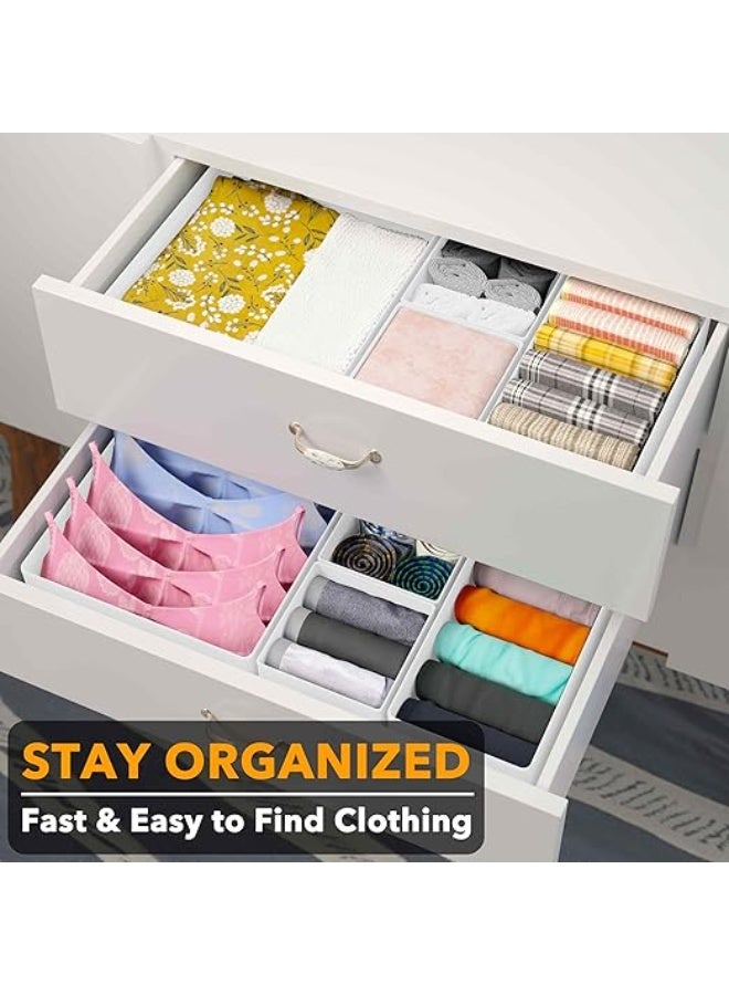 DUNISO 12 Pcs Clothes Drawer Organisers，Foldable Underwear Drawer Organizer and Closet Dividers，Storage Dresser Drawer Dividers，for Clothes, Socks, Bras, Underwear, Towels, Leggings, Jeans and Sweaters，White - Image 4