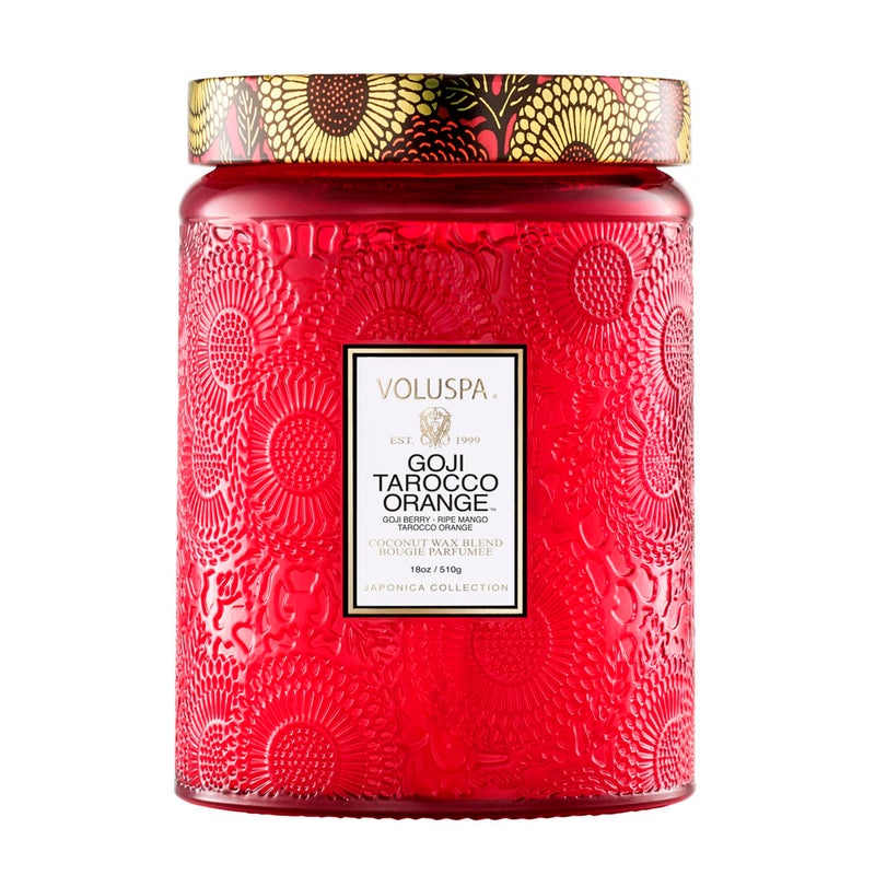 Voluspa Goji Tarocco Orange Large Candle Jar 18 oz 100 Hour Burn Time All Natural Wicks and Coconut Wax for Clean Burning Vegan Poured in the USA - Image 1
