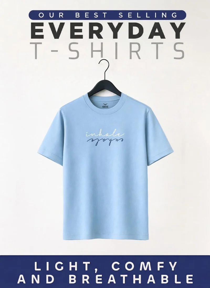 NOBERO Powder Blue Nobero Regular Fit Printed T-shirt for Men for Men | Best Price UAE