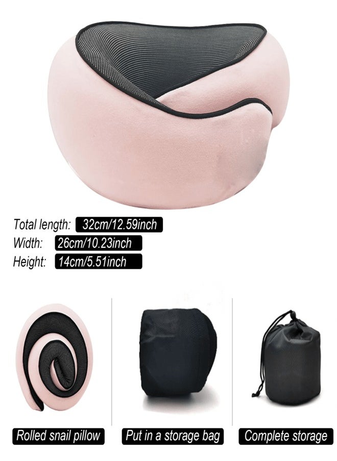 AROAQ - Travel Pillow 100% Memory Foam U shaped Pillow Snail Style Portable Travel Neck Support Adjustable Soft Break Sleep Pillow - Image 1