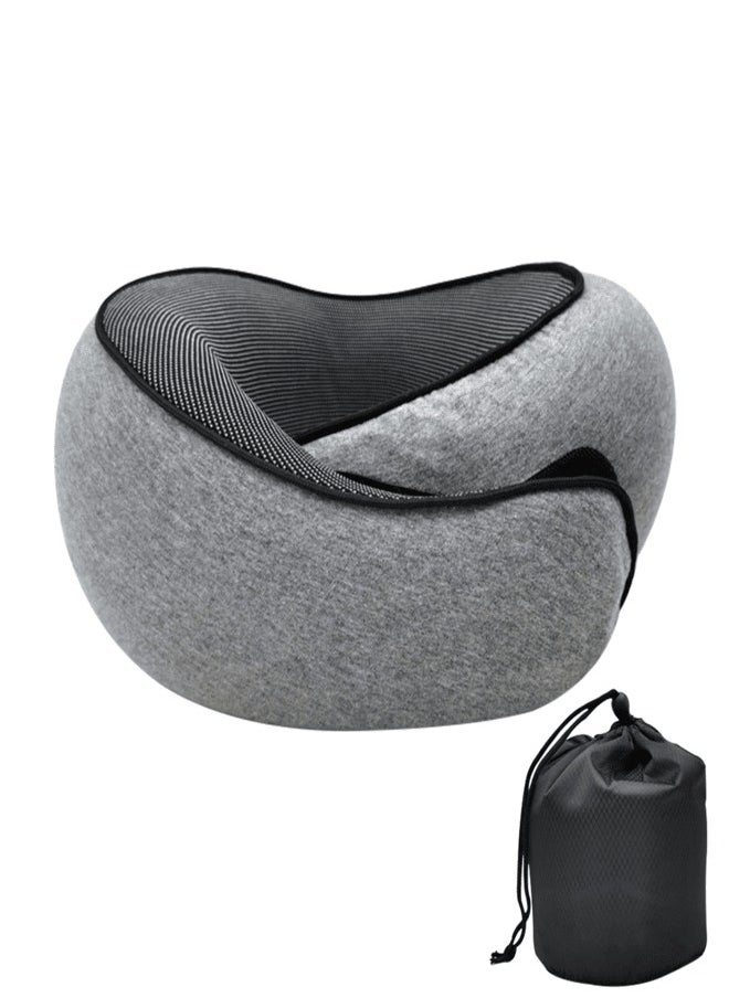 AROAQ - Travel Pillow 100% Memory Foam U shaped Pillow Snail Style Portable Travel Neck Support Adjustable Soft Break Sleep Pillow - Image 1