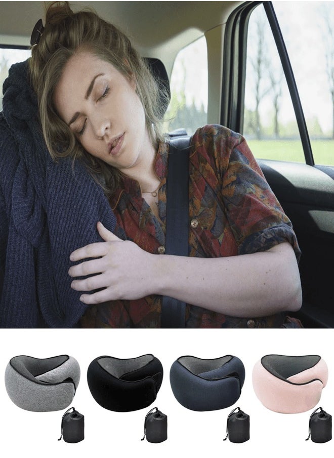 AROAQ - Travel Pillow 100% Memory Foam U shaped Pillow Snail Style Portable Travel Neck Support Adjustable Soft Break Sleep Pillow - Image 1