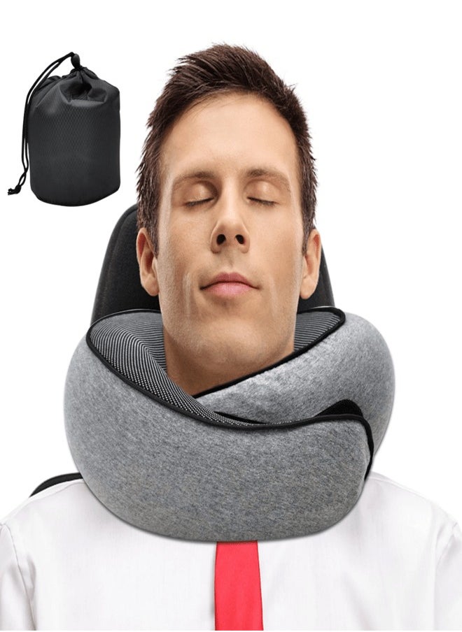 AROAQ - Travel Pillow 100% Memory Foam U shaped Pillow Snail Style Portable Travel Neck Support Adjustable Soft Break Sleep Pillow - Image 1