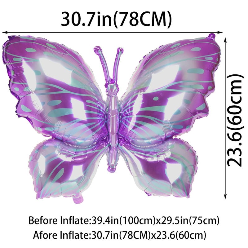 SAMOKA Purple Butterfly Balloons,4 PCS 40 Inch Butterfly Balloons,Butterflys Decorations - Image 2
