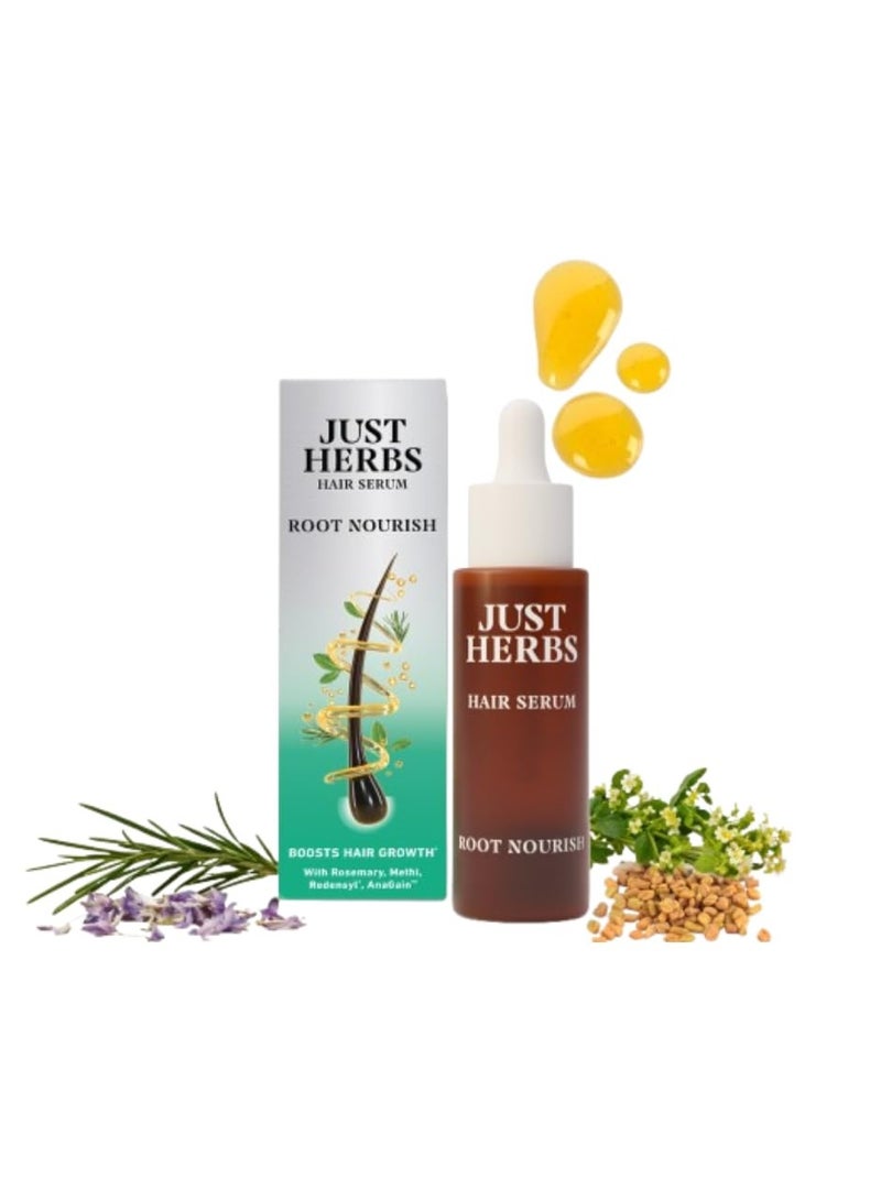 جاست هيربز سيروم "Just Herbs" الأيورفيدي لنمو الشعر – تغذية الجذور بـ 14 عشبة و7 مكونات نشطة فعالة ومثبتة | يعزز نمو الشعر، يقلل التساقط، ويقوي الجذور | يحتوي على Redensyl وAnaGain وإكليل الجبل والحلبة | 30 مل - Image 1