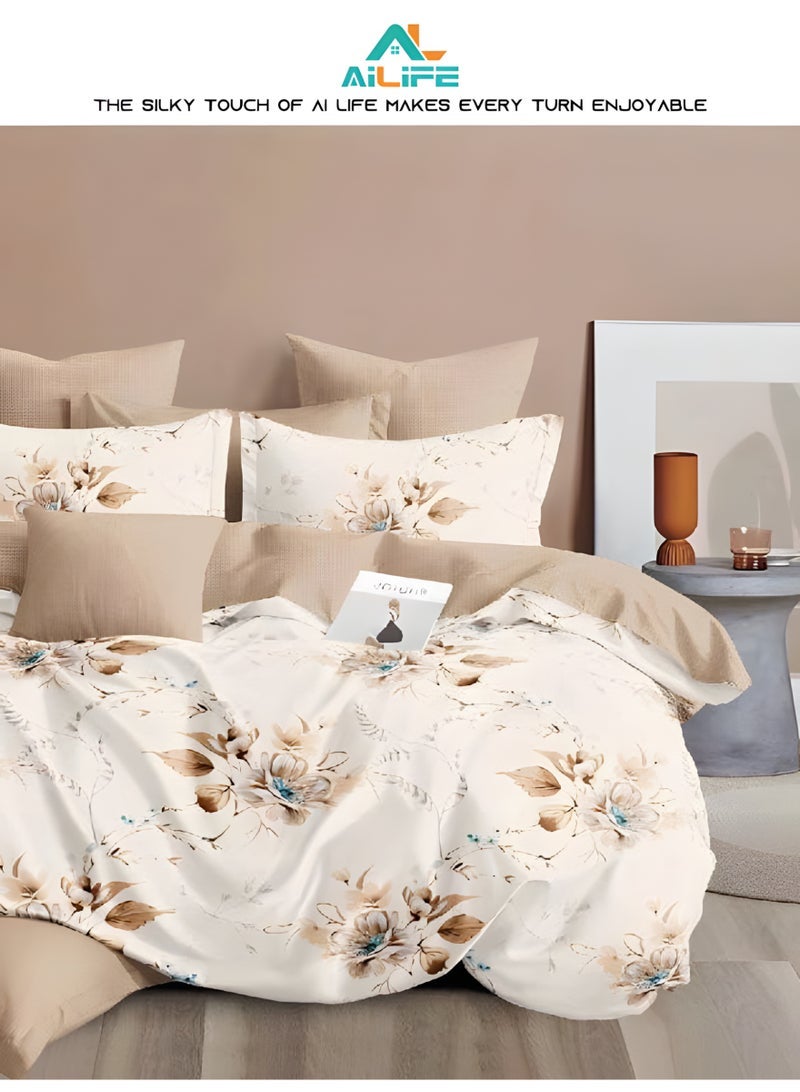 Al LIFE AI LIFE Luxurious King Size Bedsheet Set 6 Piece High Quality Bedsheet Set 1 Duvet Cover with 1 Fitted Sheet and 4 Pillowcases Soft and Breathable Microfiber Cotton for All Seasons - Image 2